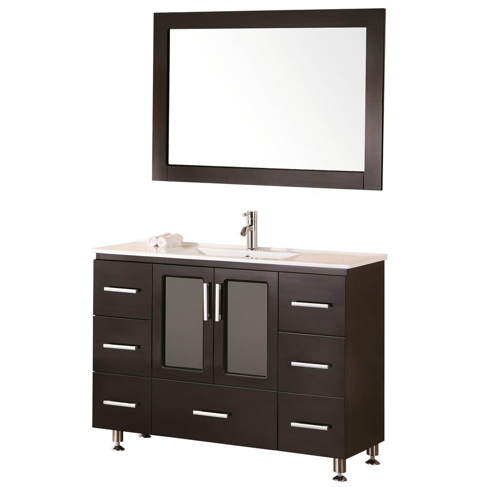 48 Inch Vanities Porcelain Bathroom Bath The Home Depot D Vanity In Espresso With Porcelain