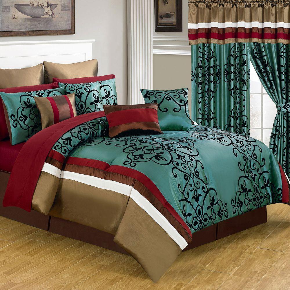 Lavish Home Eve Green 24 Piece Green Queen Bed In A Bag Set 66