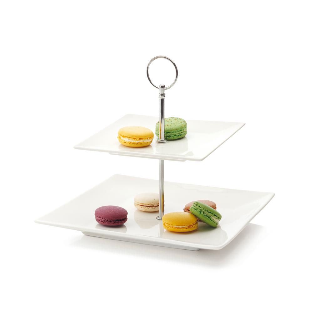 maxwell williams 2 tier white basics cosmopolitan cake stand