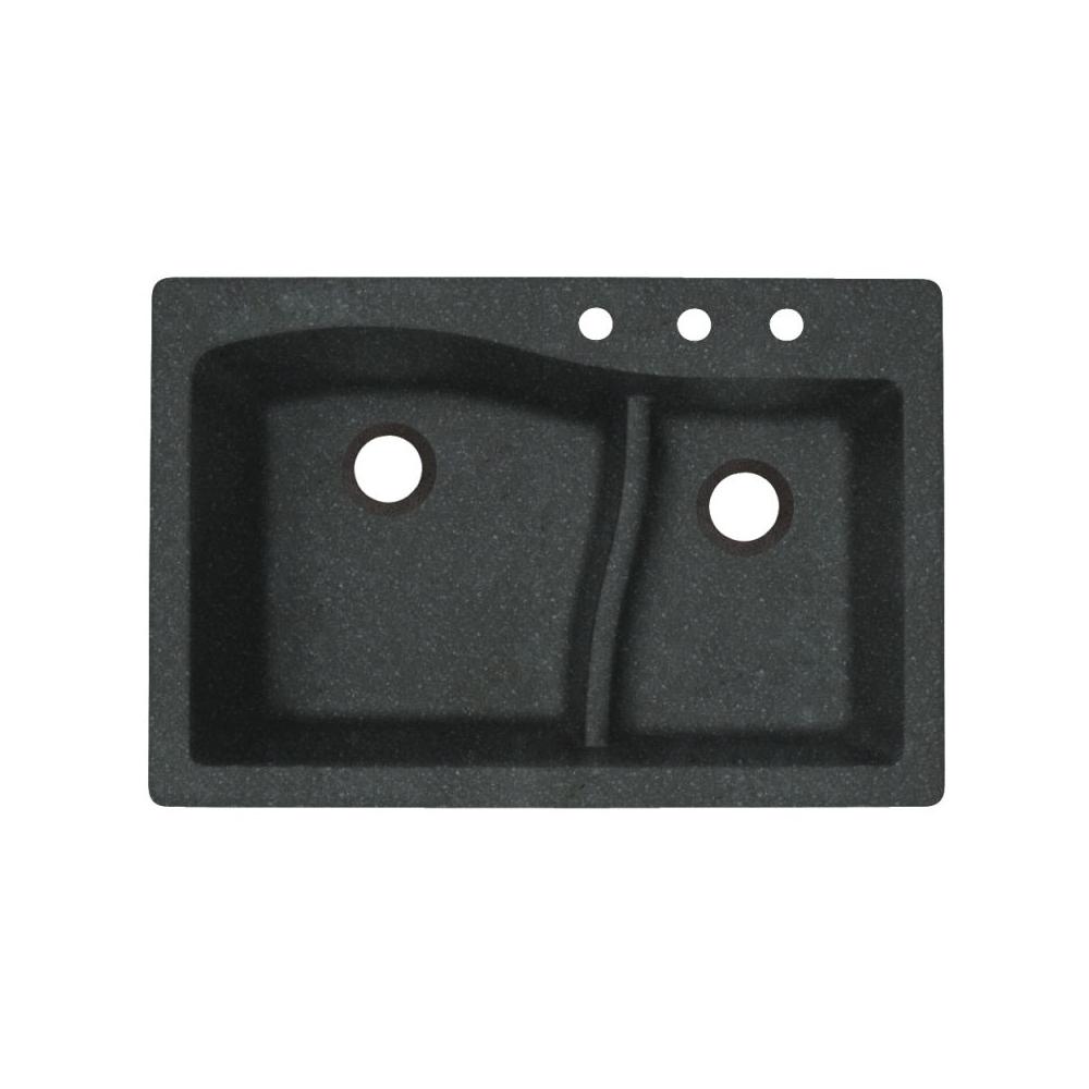 Swan Dual Mount Granite 33 In X 22 3 Hole 60 40 Double Bowl Kitchen Sink Nero Swan Dual Mount Granite 33 In X 22 3 Hole 60 40 Double Bowl Kitchen Sink Nero