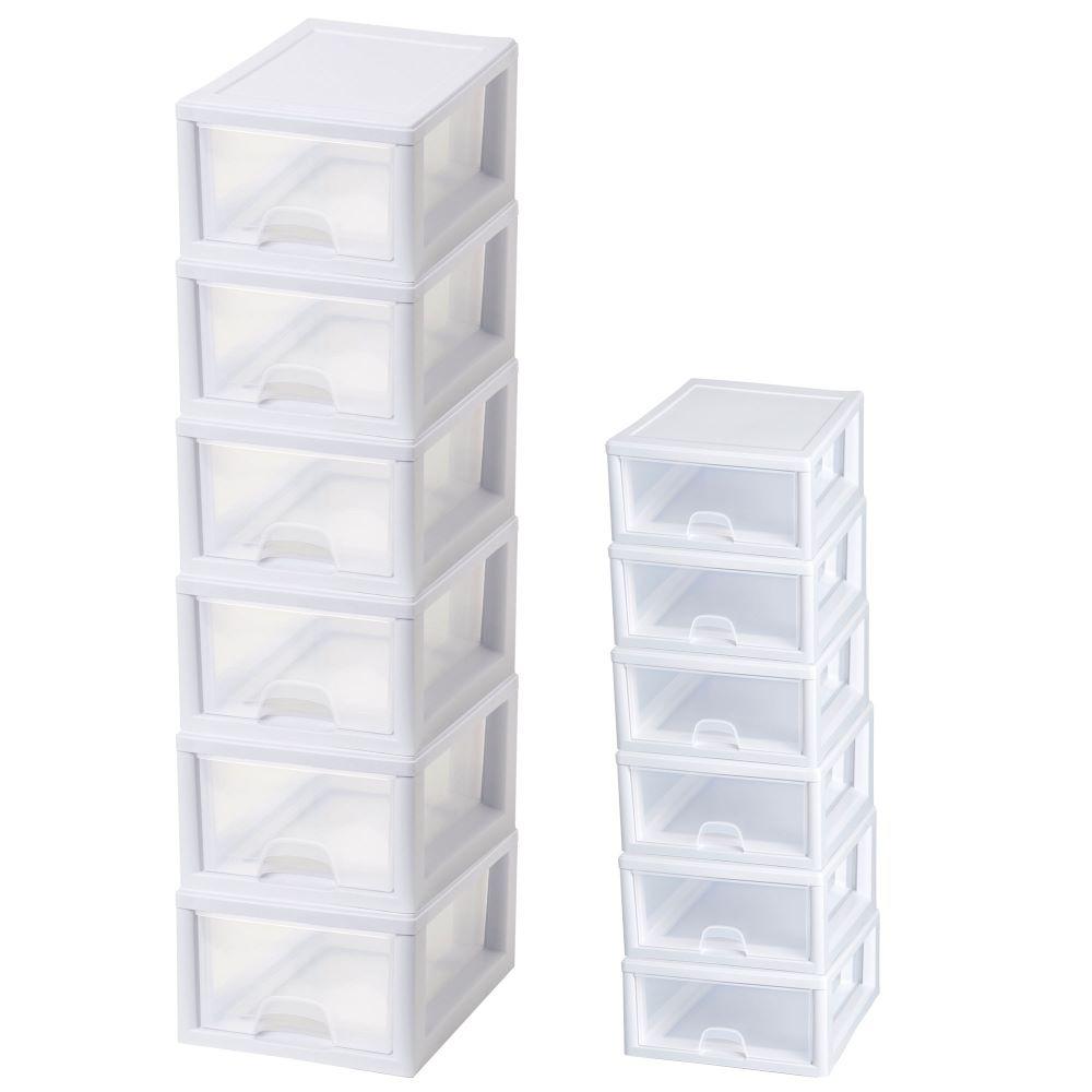 Sterilite 16 Qt. Stacking Storage Drawer Container (6-Pack) + 6 Qt. Box (6-Pack)-6 x 23018006 + 6 x 20518006 - The Home Depot