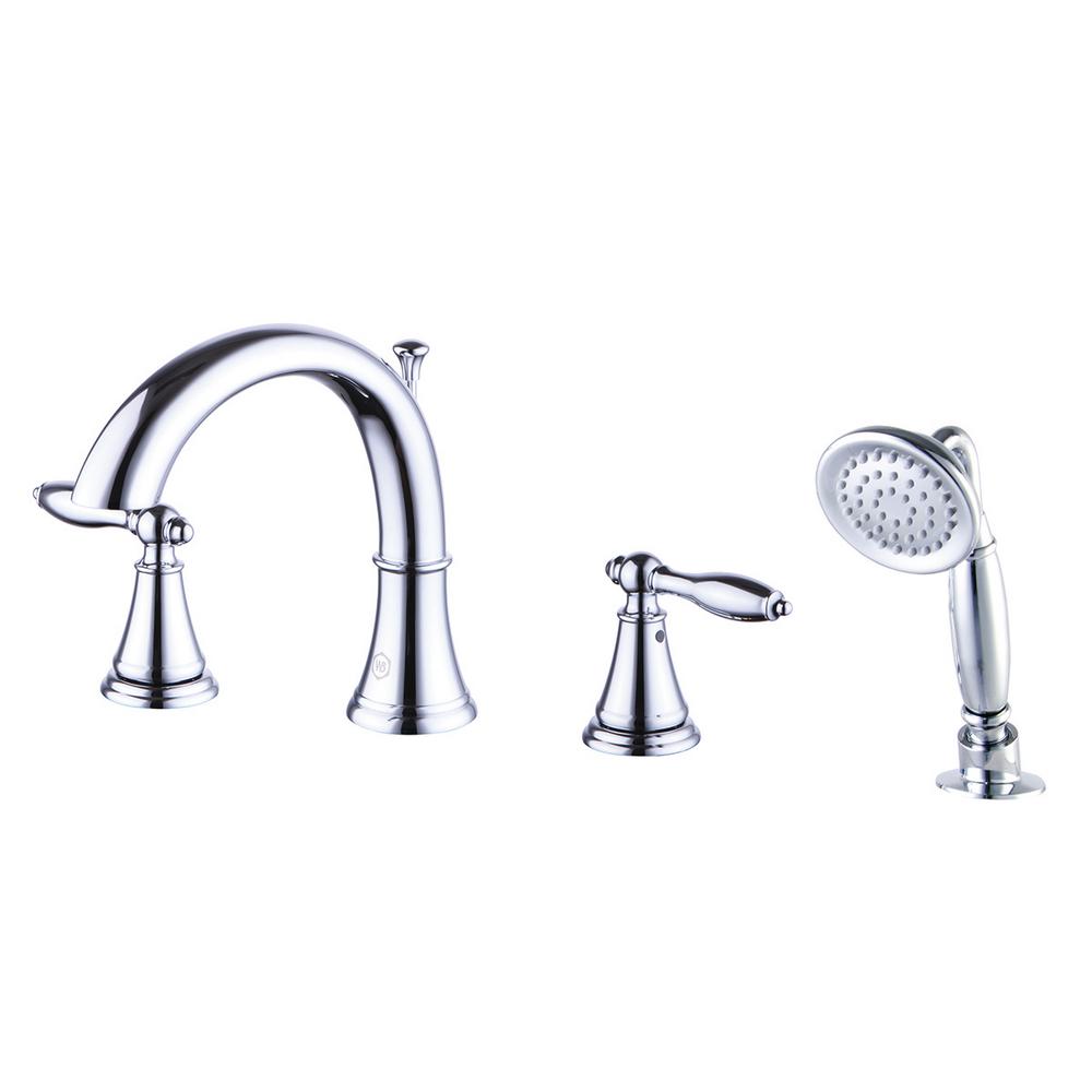 Windon Bay Winchester 2Handle DeckMount Roman Tub Faucet with Handheld Shower Head in Polished