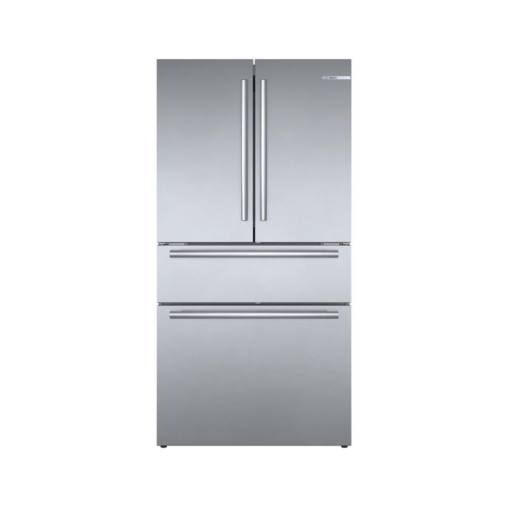 Bosch 800 Series 36 In 21 Cu Ft French 4 Door Refrigerator In Stainless Steel With Dual Compressor Counter Depth B36cl80sns The Home Depot