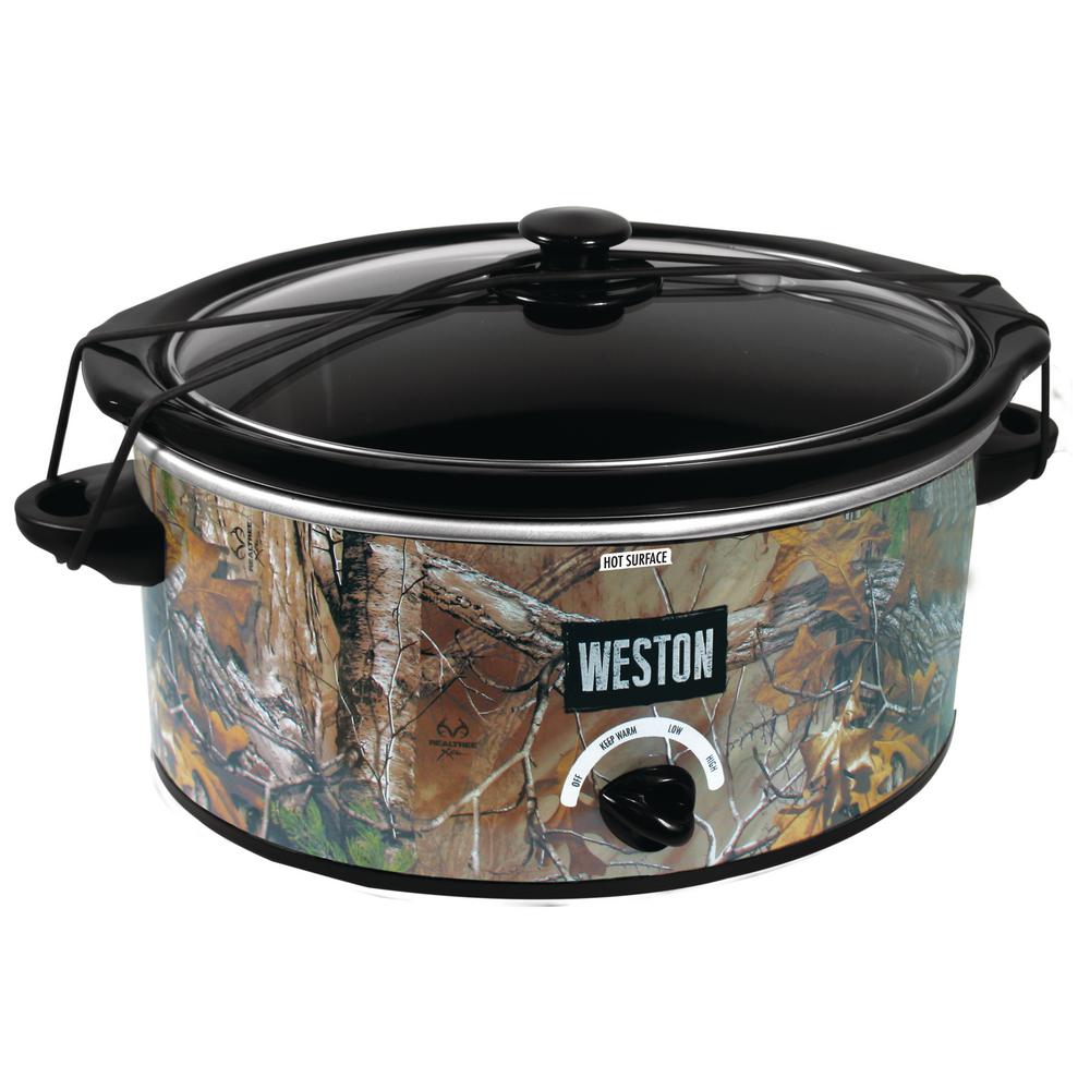 GTIN 812830021137 product image for Realtree 5 Qt. Black Camouflage Slow Cooker with Locking Lid, RT Camo/Black | upcitemdb.com