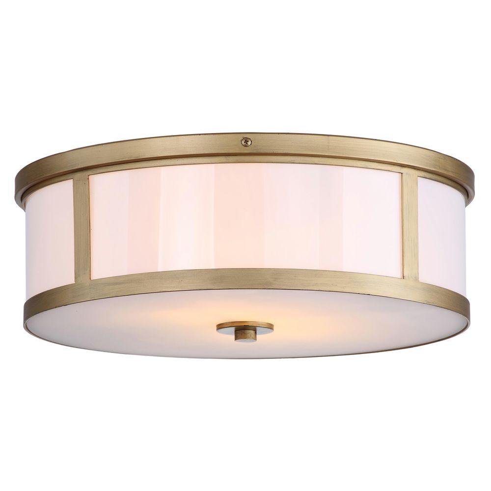 Safavieh Avery Ceiling Drum 17 In 2 Light Antique Gold Flush Drum 17 In 2 Light Antique Gold Flush