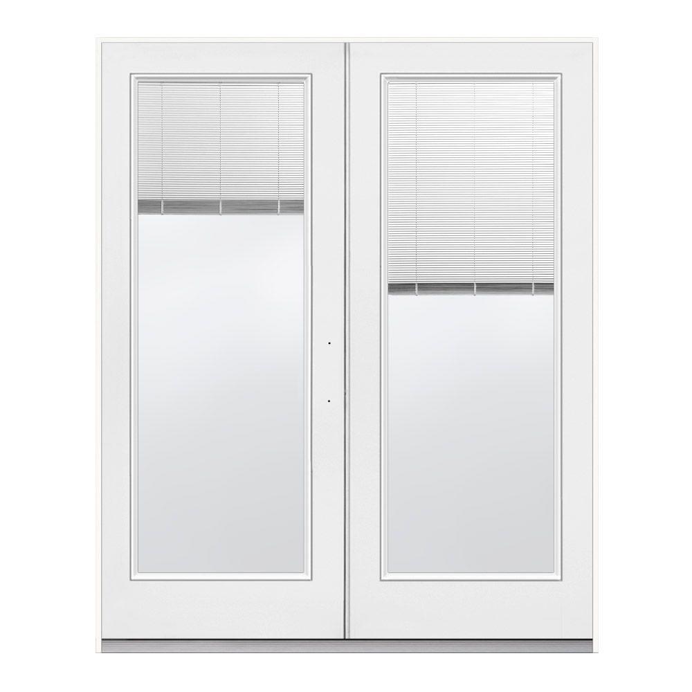 Jeld Wen 72 In X 80 In Primed Steel Left Hand Inswing Full Lite Active Stationary Patio Door W Internal Blinds H37797 The Home Depot