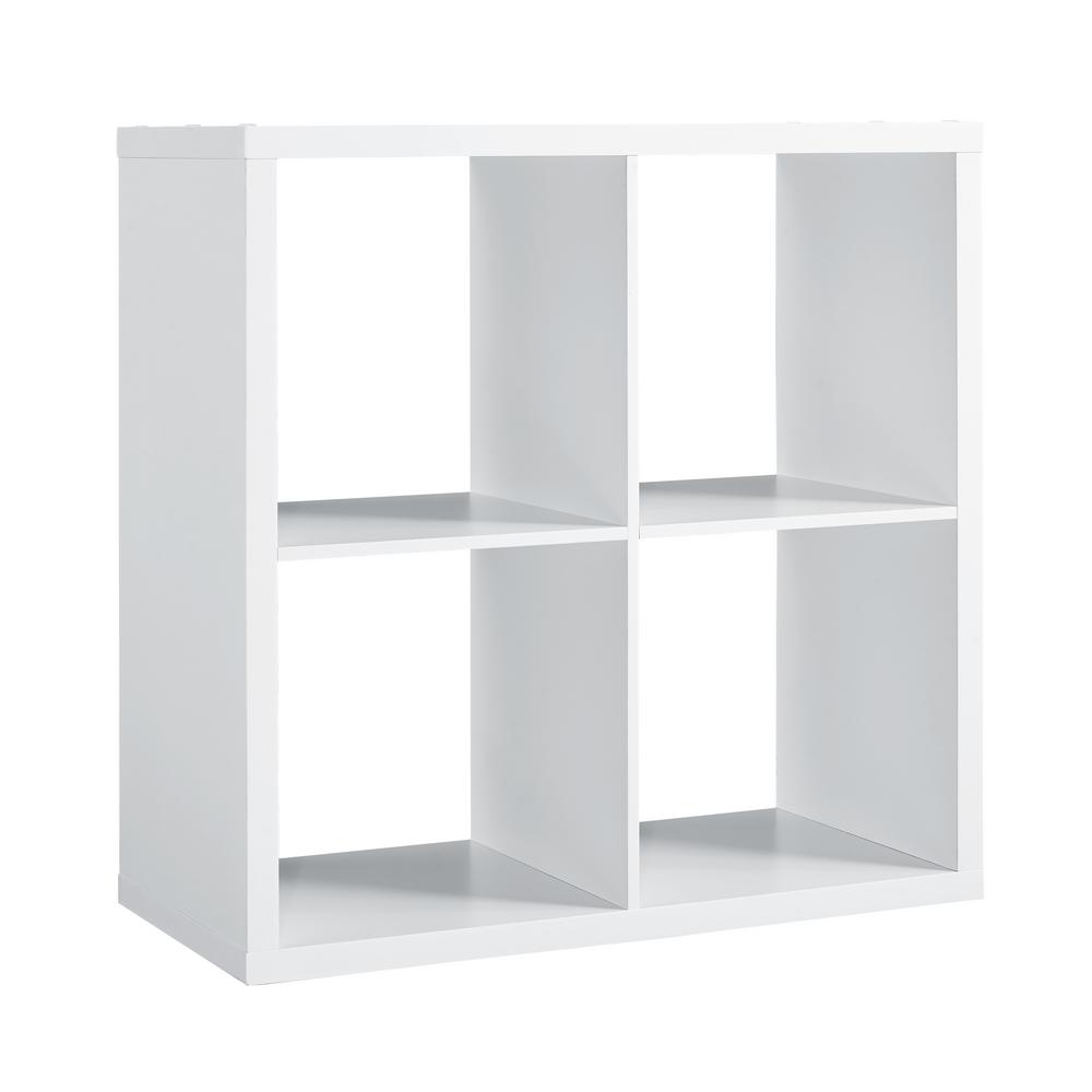 Linon Home Decor Dillon White 4 Cubby Storage Cabinet Thd02656 The Home Depot