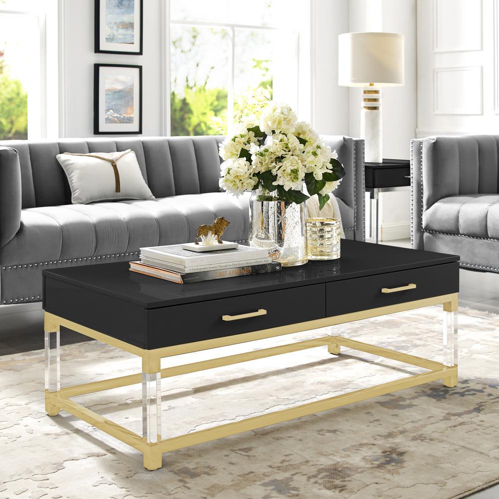 Inspired Home Caspian Black Gold Coffee Table With High Inspired Home Caspian Black Gold Coffee Table With High