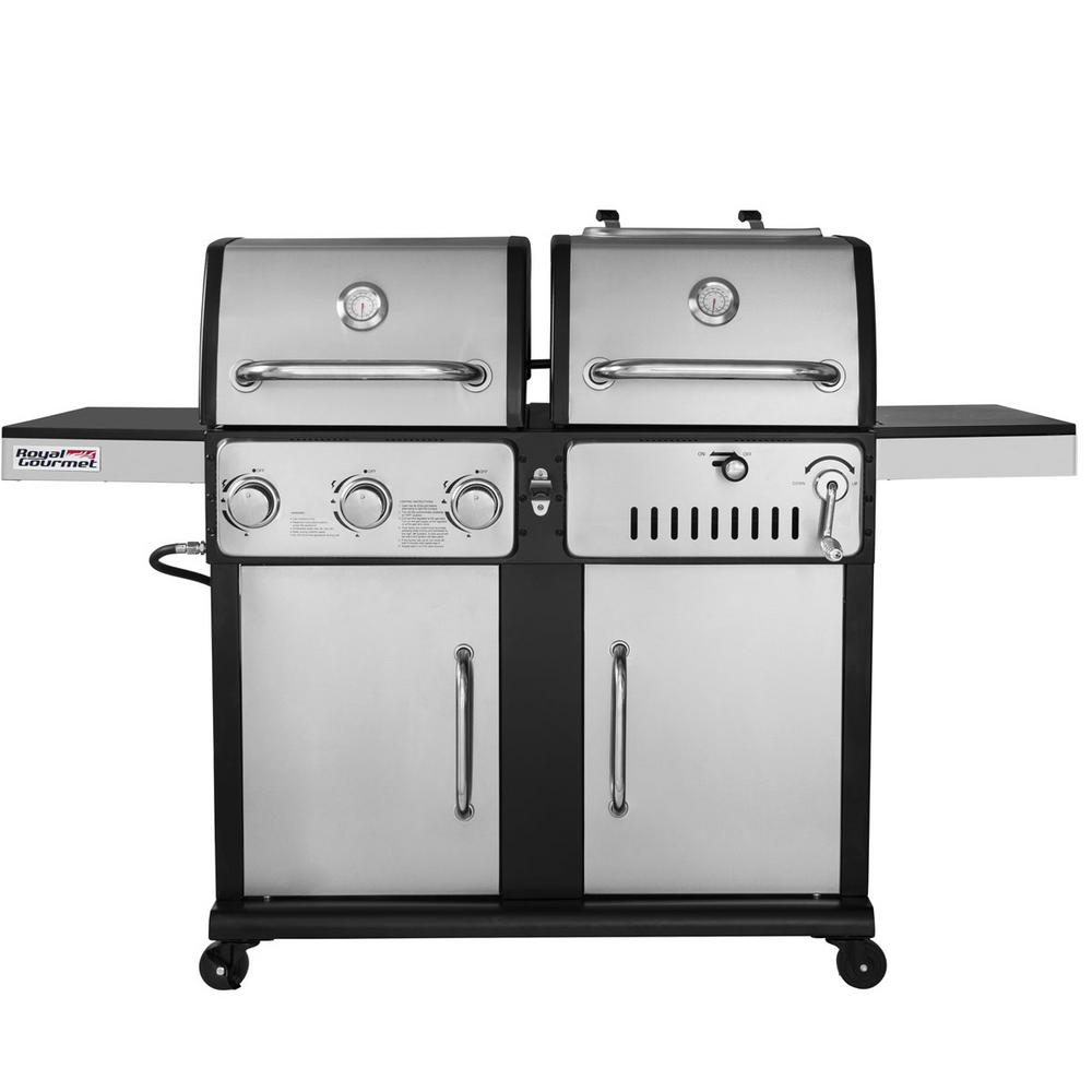 Char-Griller Double Play 1,260 sq., in. 3-Burner Gas and Charcoal Grill ...