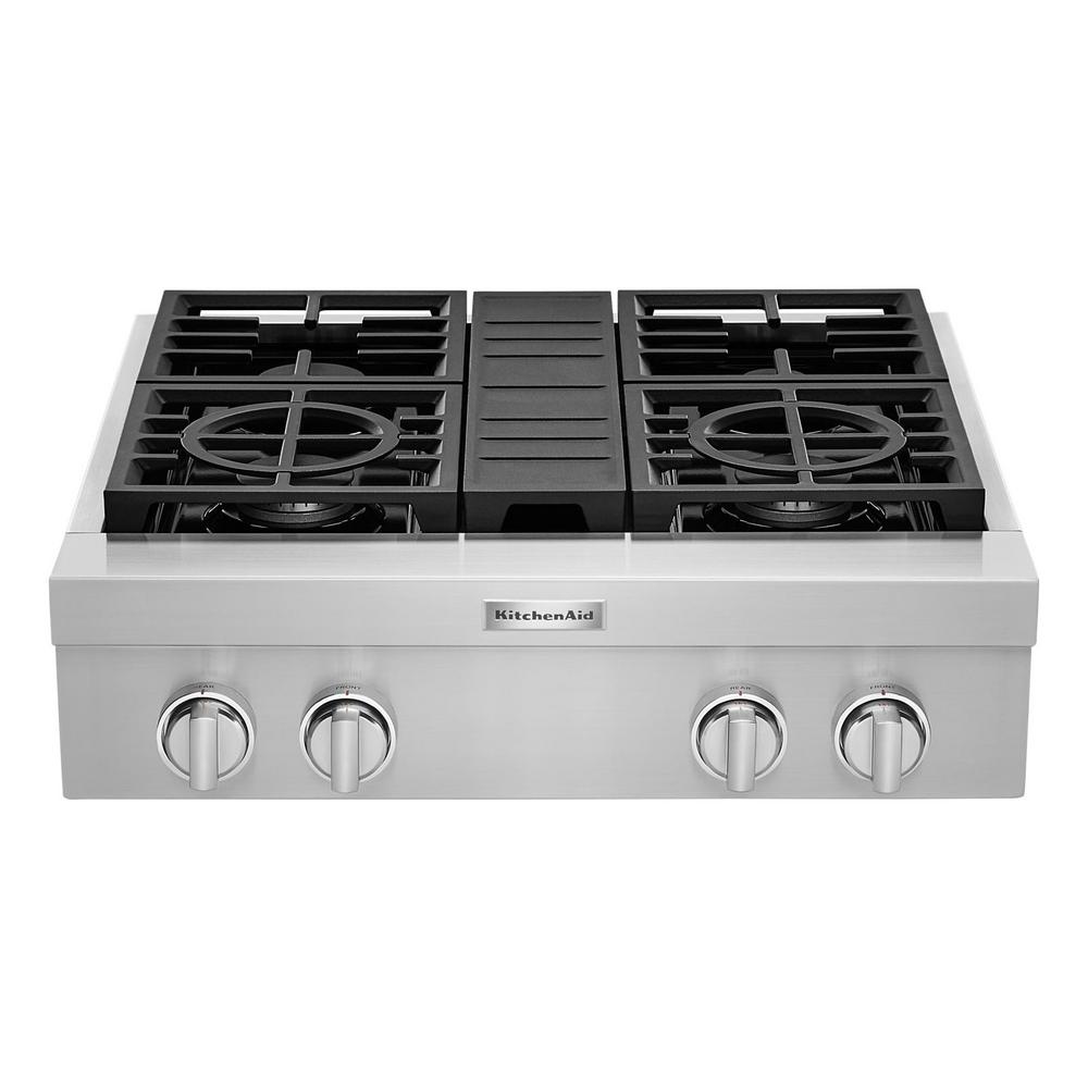 KitchenAid 30 in. Gas Downdraft Cooktop in Stainless Steel with 4
