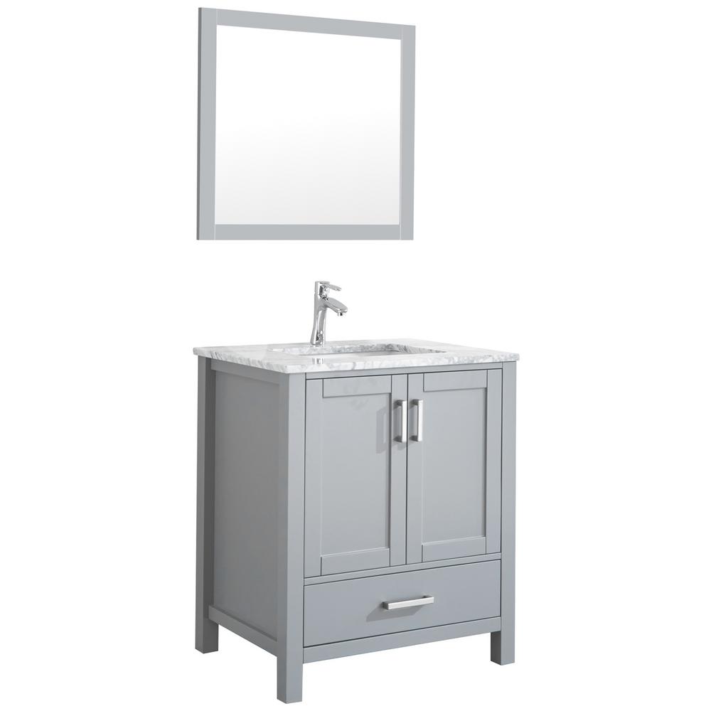 Eisen Home Amaya 30 in. Bathroom Vanity in Grey with Marble Vanity 