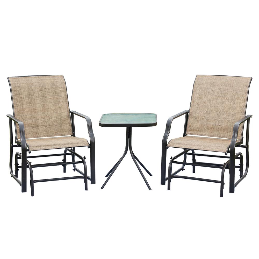 Patio Festival 3 Piece Sling Patio Conversation Glider Seating Set Pf19274 The Home Depot