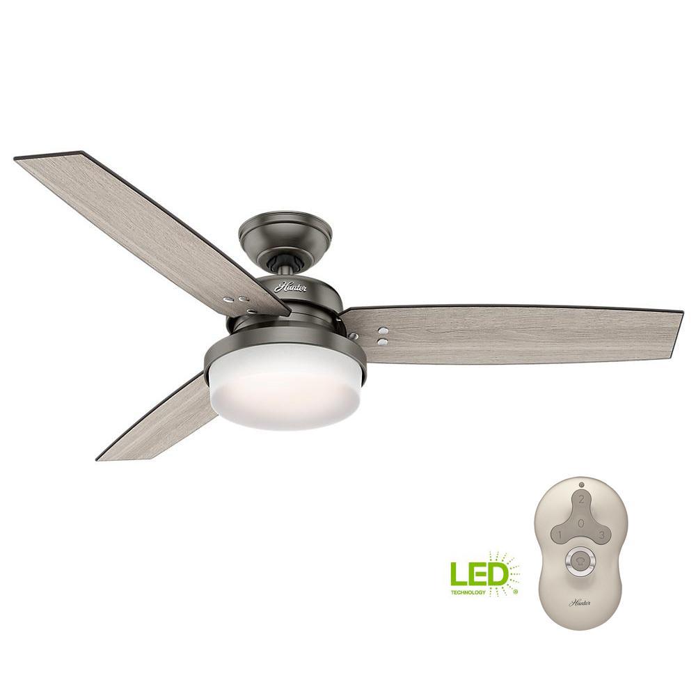 Hunter Sentinel 52 In Led Indoor Brushed Slate Ceiling Fan With Hunter Sentinel 52 In Led Indoor Brushed Slate Ceiling Fan With Light Kit And Universal