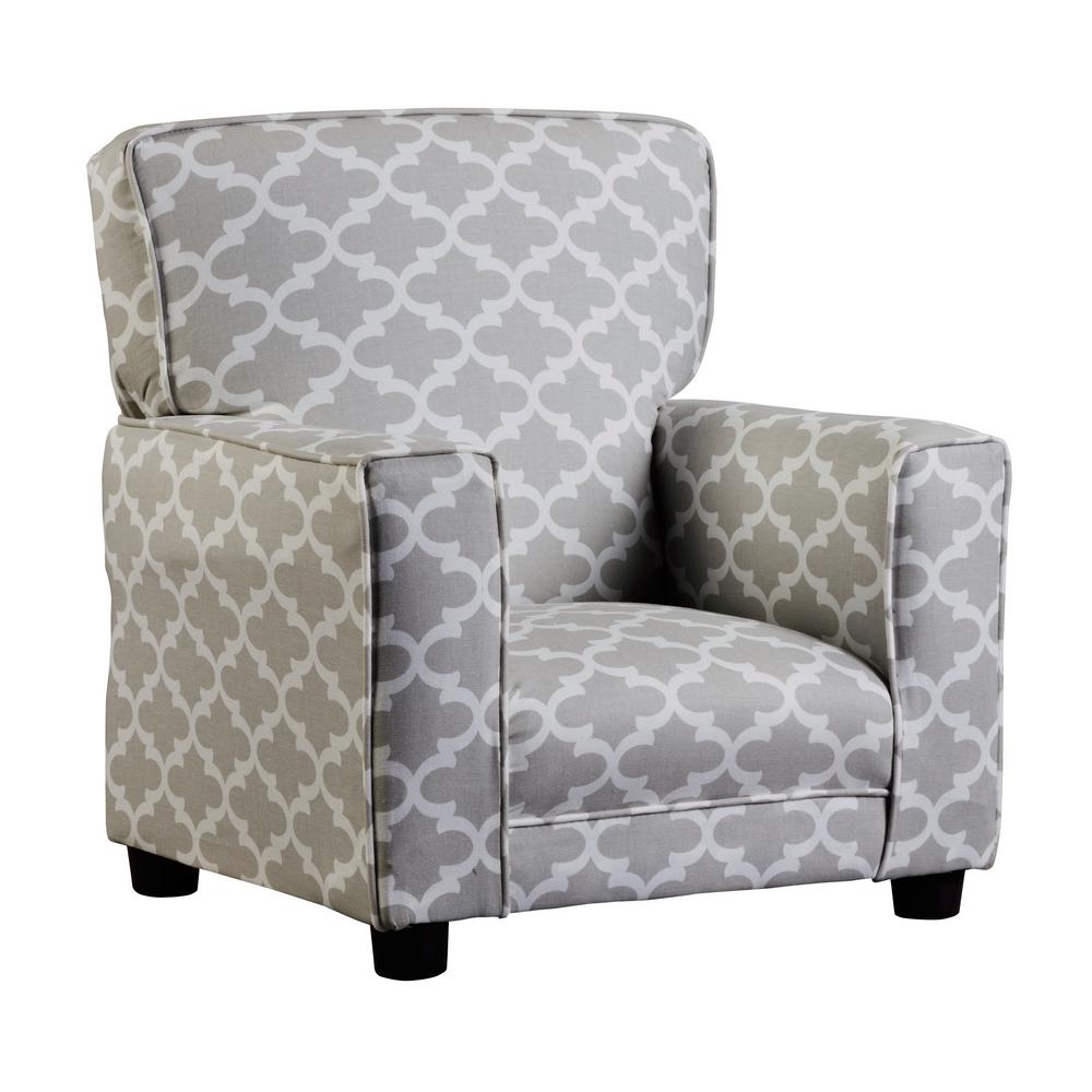 Coco French Gray And White Quatrefoil Upholstered Juvenile Kids