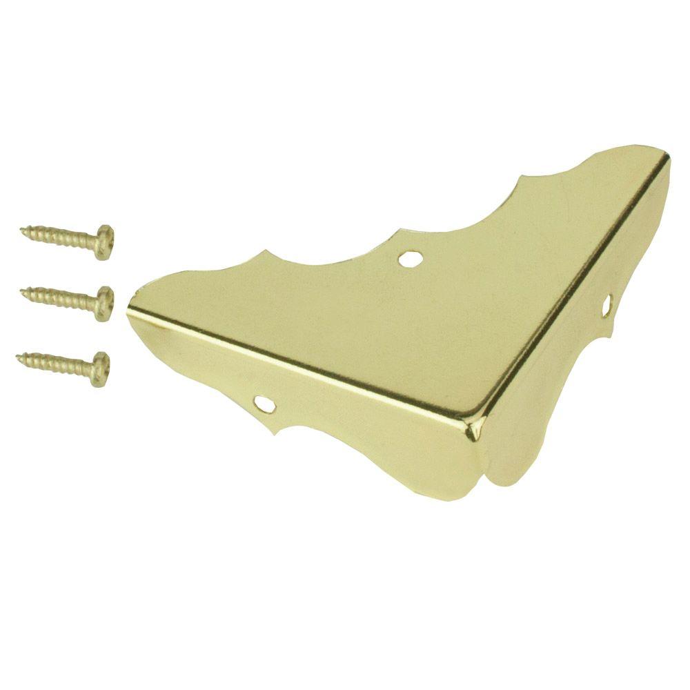 Everbilt 5/8 in. x 13/4 in. Bright Brass Decorative Corners19734