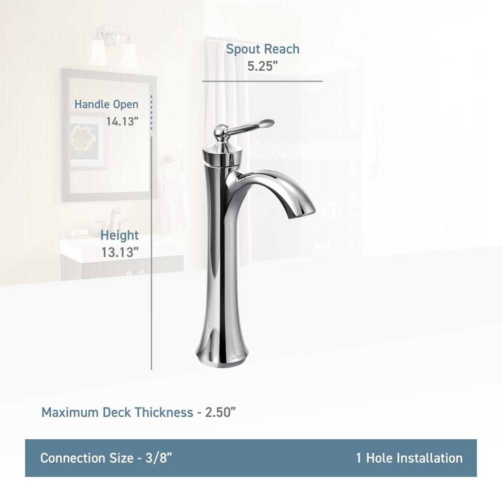 Moen Wynford Single Hole Single Handle Vessel Bathroom Faucet In