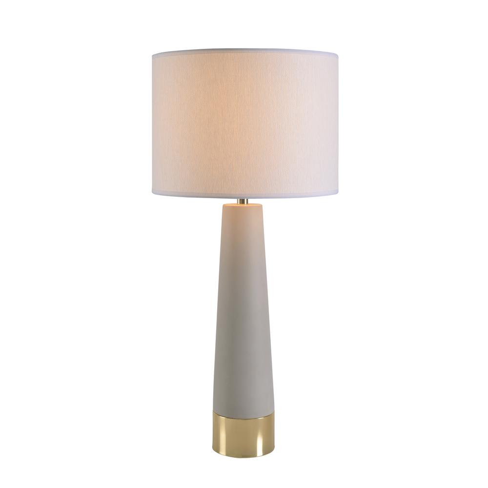 concrete and brass table lamp