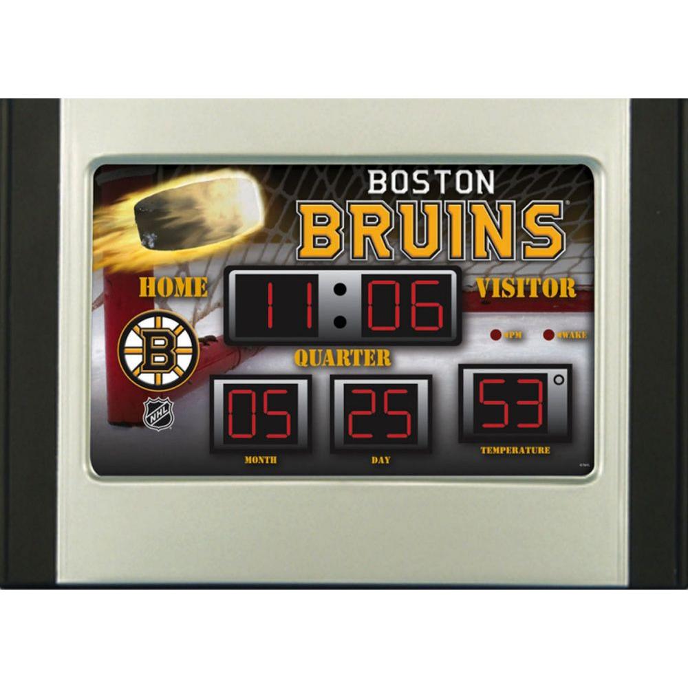 Boston Bruins 6.5 in. x 9 in. Scoreboard Alarm Clock with Temperature