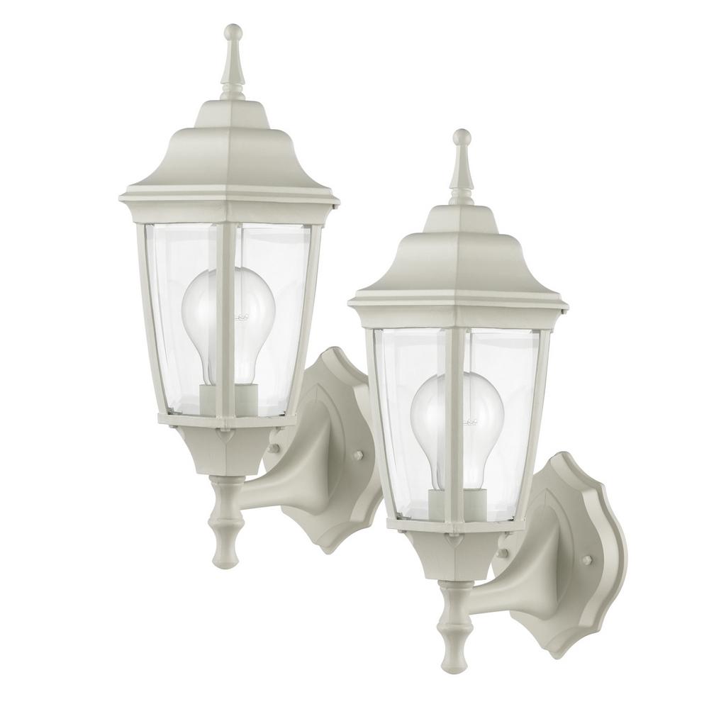 Globe Electric Oxford 1 Light Matte White And Clear Glass Outdoor Globe Electric Oxford 1 Light Matte White And Clear Glass Outdoor Upward Wall Sconce
