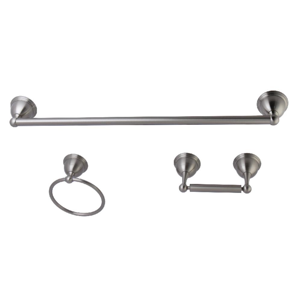 Kingston Brass Traditional 3Piece Bath Hardware Set in Brushed Nickel