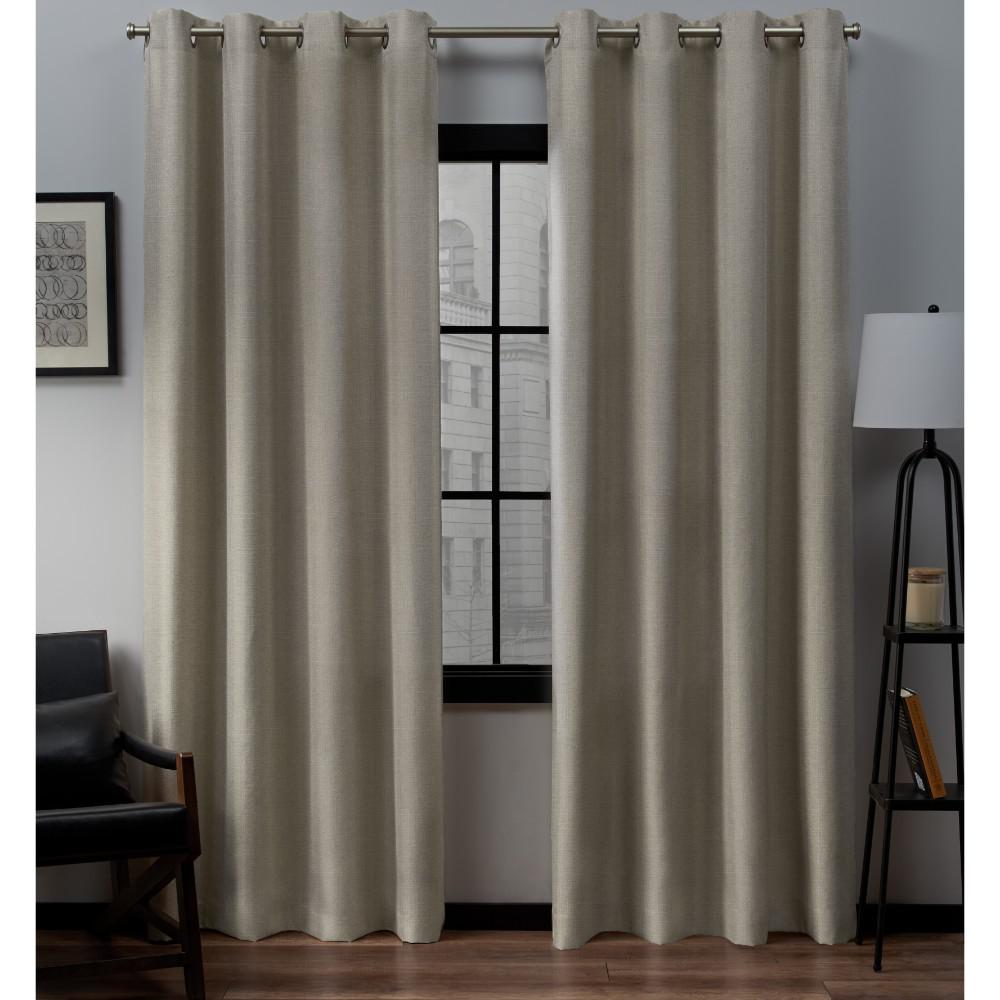 Loha 54 In W X 108 In L Linen Blend Grommet Top Curtain Panel In