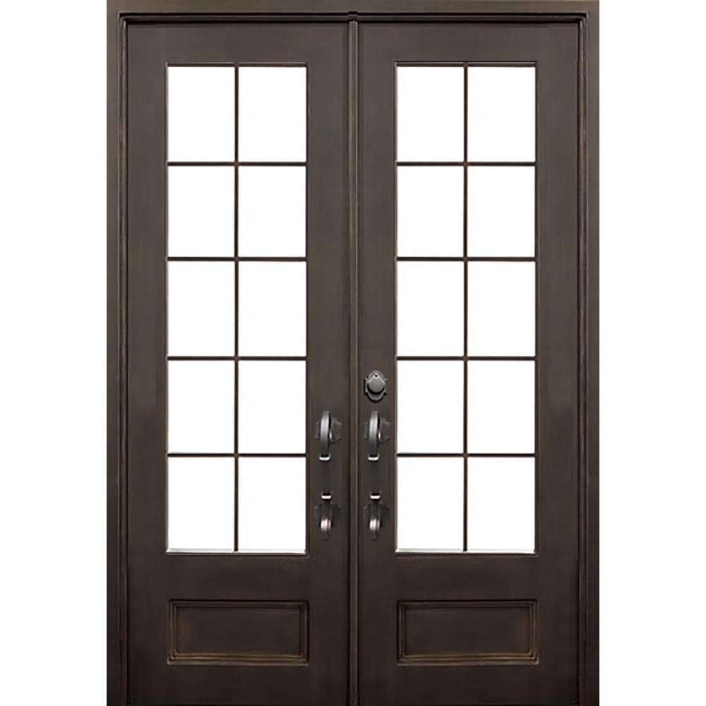 Allure Iron Doors Windows 72 In X 96 Key Largo Flat Top Dark Key Largo Flat Top Dark Bronze 3 4 Lite Painted Wrought Iron Prehung Front Door Hardware Included