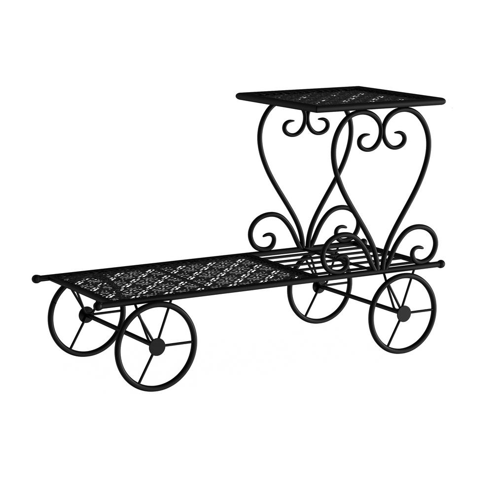Pure Garden 2 Tier Decorative Black Metal Cart And Plant Stand Hw1500184 The Home Depot - Decorative Metal Garden Carts Pure Garden 2 Tier Decorative Black Metal Cart And Plant Stand Hw1500184 The Home Depot - Decorative Metal Garden Carts