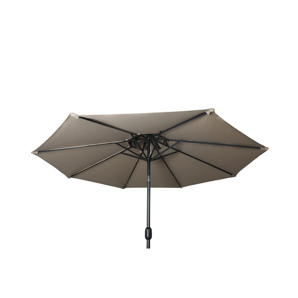 Trademark Innovations 9 Ft Sturdy Steel Frame 2 Tier Pagoda Style Market Patio Umbrella Umbpagst9 Tan The Home Depot