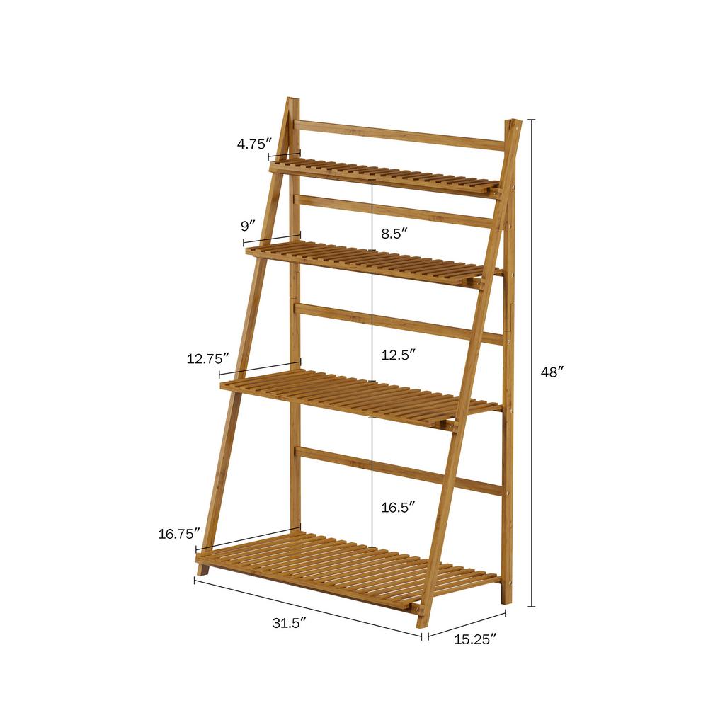 Industrial Design Indoor Ladder Shelf Wall Shelf 4 Tier Leaning Wall Storage Book Shelf Indoor Decorative Storage Shelf Rack For Flowerpot Books Photo Frame Etc Stable Ladder Standing Shelf Standing Shelf Units