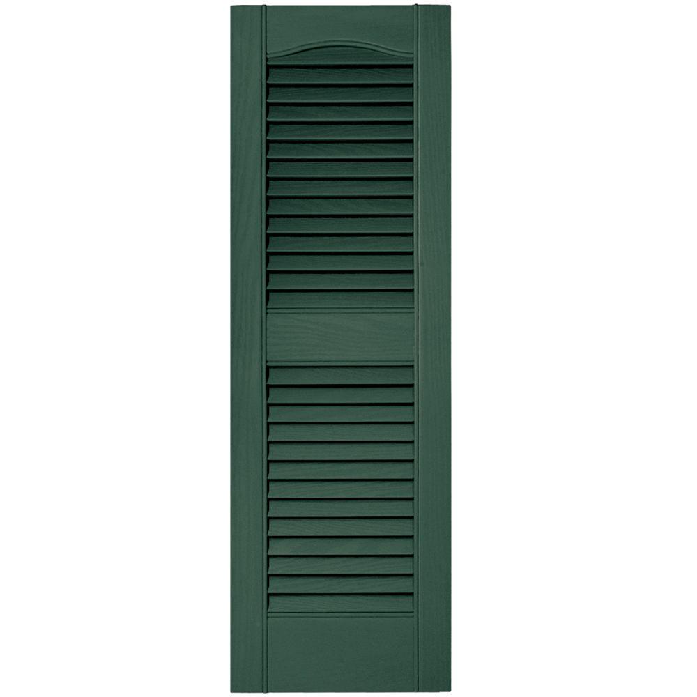 Builders Edge 12 In X 36 In Louvered Vinyl Exterior Shutters Pair In   028 Forest Green Builders Edge Louvered 010120036028 64 1000 