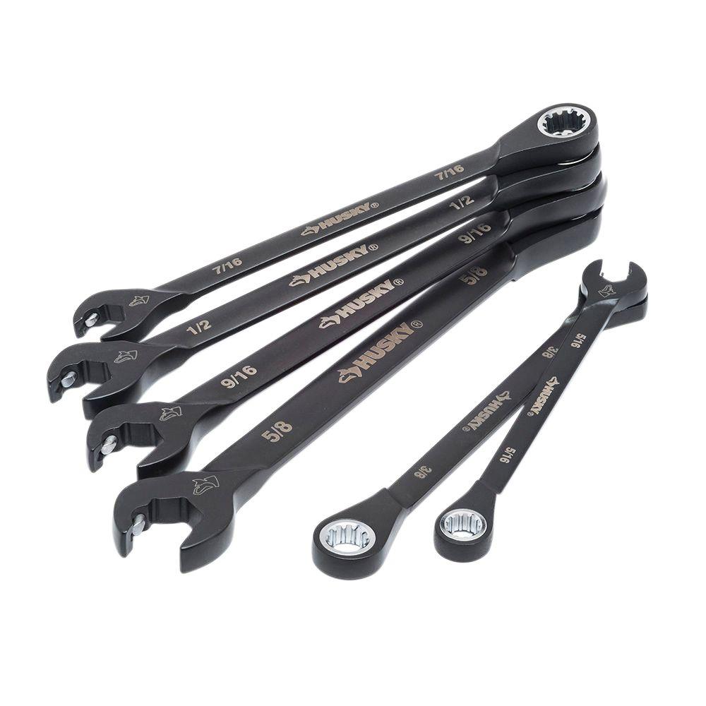 Black Husky Double Ratcheting Wrench Set Standard SAE (6-Pieces