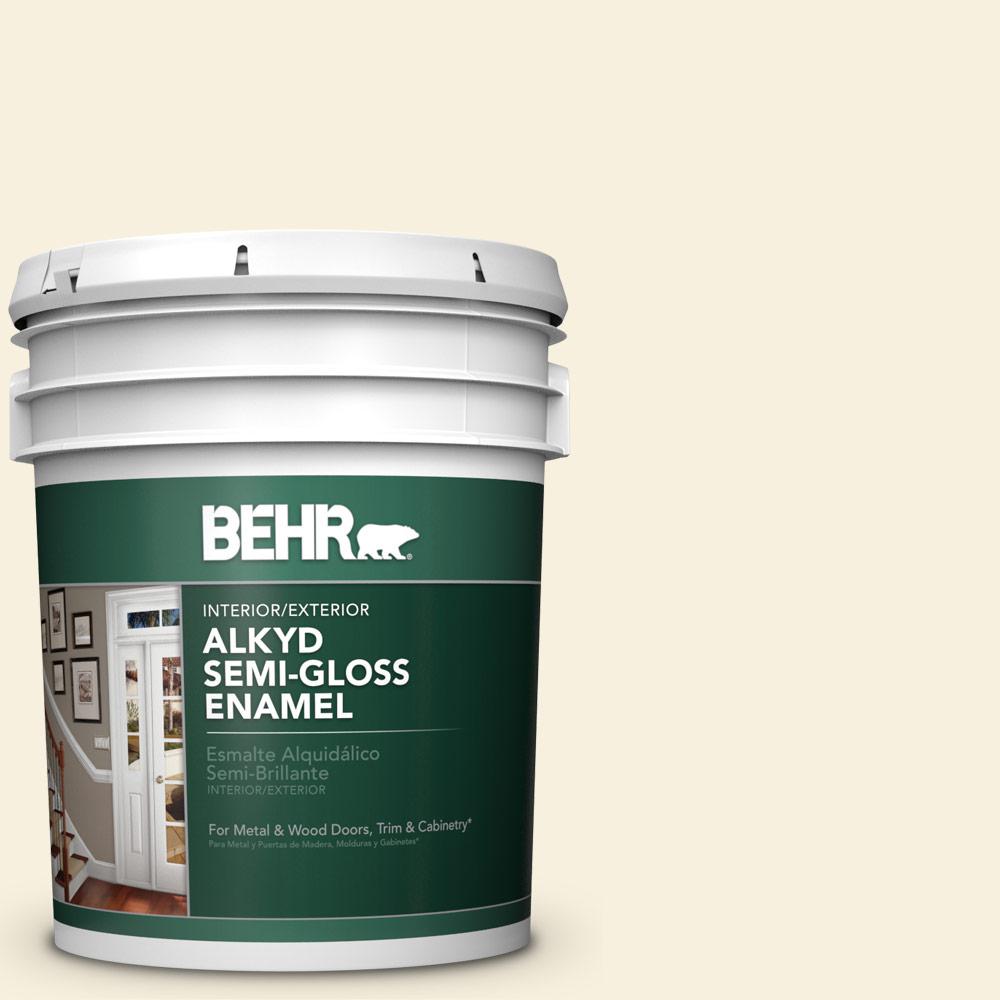 BEHR 5 gal. 350E1 Moonlight White SemiGloss Enamel Alkyd Interior