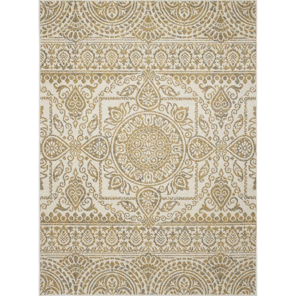 Mediterranean 5 X 7 Yellow Area Rugs The Home Depot New Casa Aubosson Yellow 5 Ft X 7 Area Rug