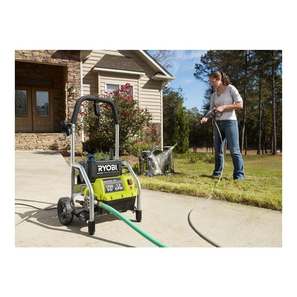 Ryobi Electric Pressure Washer 1,700 PSI 1.2 GPM Turbo 3-Nozzle ...