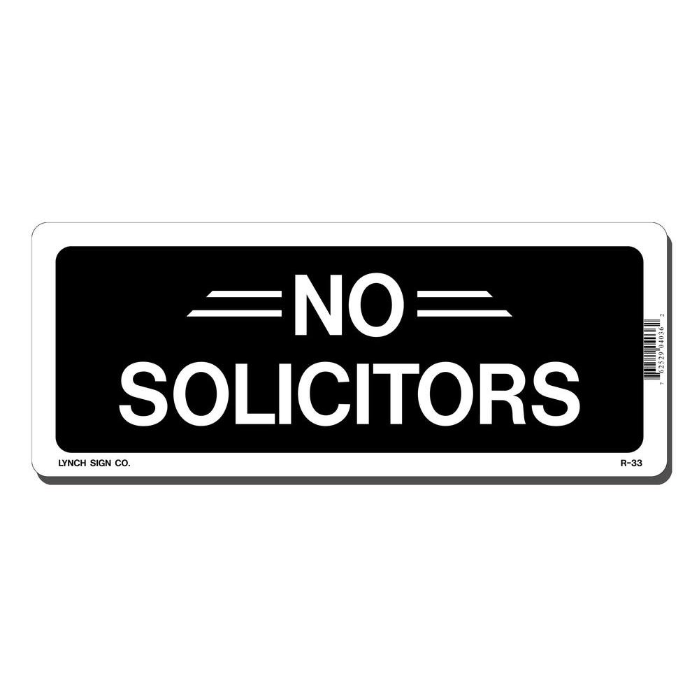 lynch sign 10 in x 4 in no solicitors sign printed on more durable