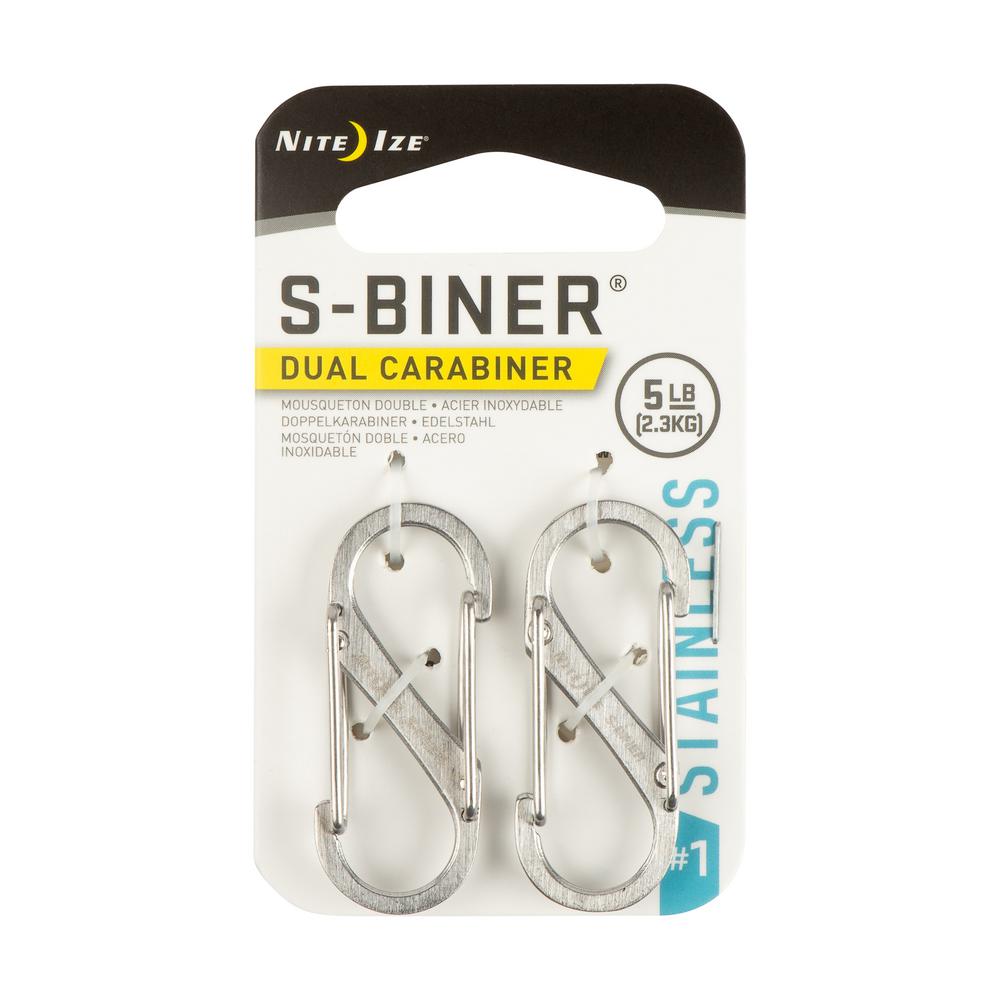 Pack of 6 Nite Ize 2//Pack S-BINER #1 in Black