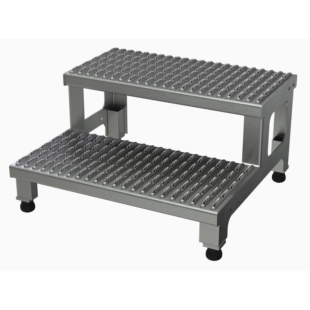 Vestil 24 inch x 23 inch 2-Step Adjustable Aluminum Step Mate Stand by Vestil