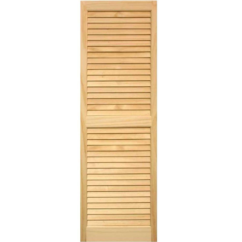 Pinecroft 15 In. X 63 In. Louvered Shutters Pair Unfinished-SHL63 - The ...