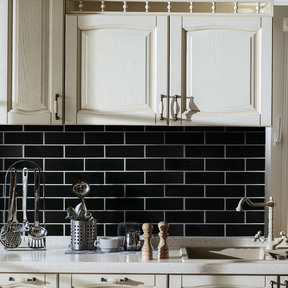 home depot black tile backsplash