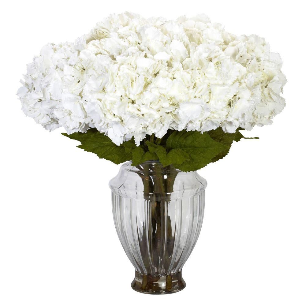 Nearly Natural Blooming Hydrangea with Vase Arrangement1314 The Home