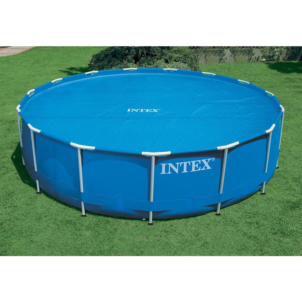 Intex 29024E Round 16 ft. Above Ground Swimming Pool Solar Cover with Carry Bag, Blue29024E