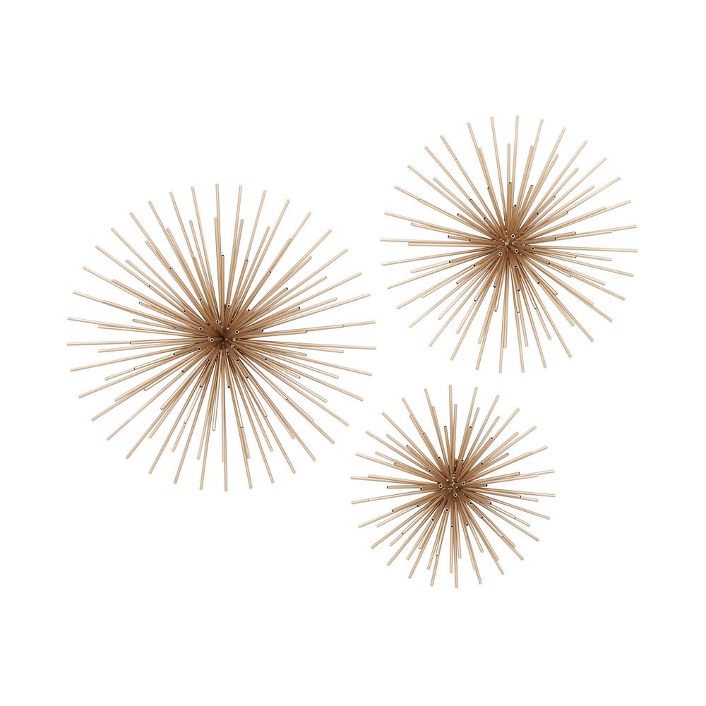 Gold 7 and 4 Set of Two Shabby Chic Elegant Classy and Sophisticated Spike Decor Sphere Sculpture Home Decoration Large and Small