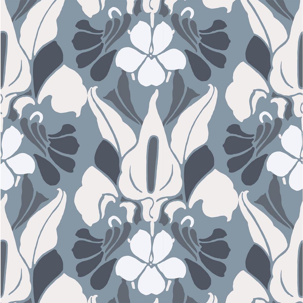 Mitchell Black Debut Collection Dragon Flower In White Grey Blue Removable And Repositionable Wallpaper Mitchell Black Debut Collection Dragon Flower In White Grey Blue Removable And Repositionable Wallpaper