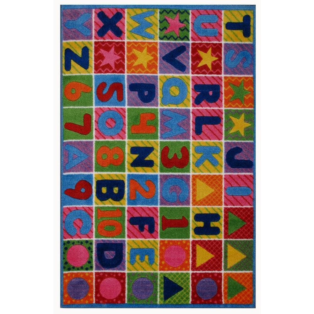 LA Rug Supreme Numbers & Letters Multi Colored 8 ft. x 11 ft. Area Rug