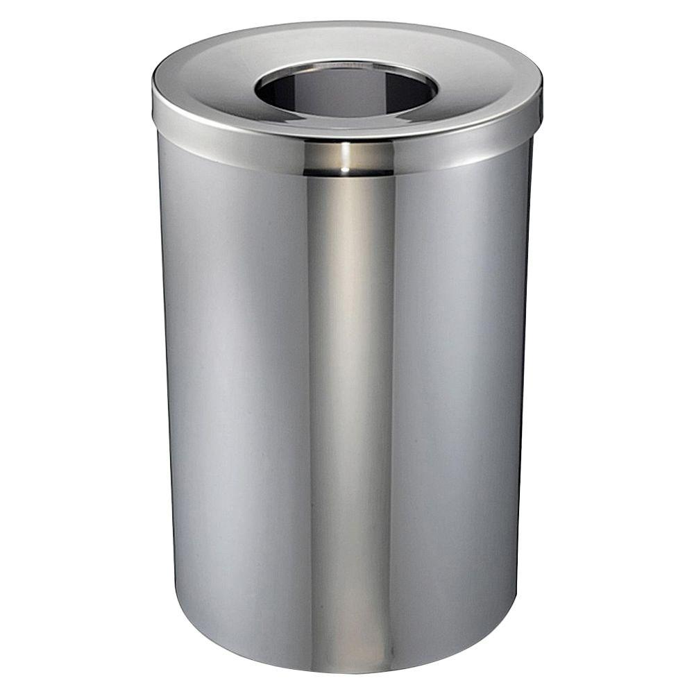Metal Trash Cans Recycling The Home Depot 30 Gal Stainless Steel Round Open Top Trash Can