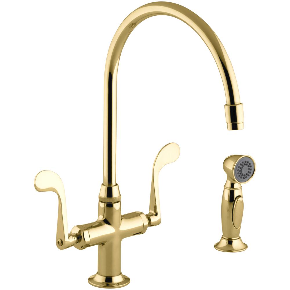 brass kitchen faucets with sprayer        <h3 class=