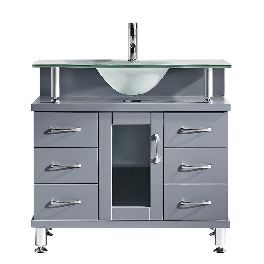 Virtu USA Vincente 35.83 in. W x 21.65 in. D x 33.54 in. H Grey Vanity