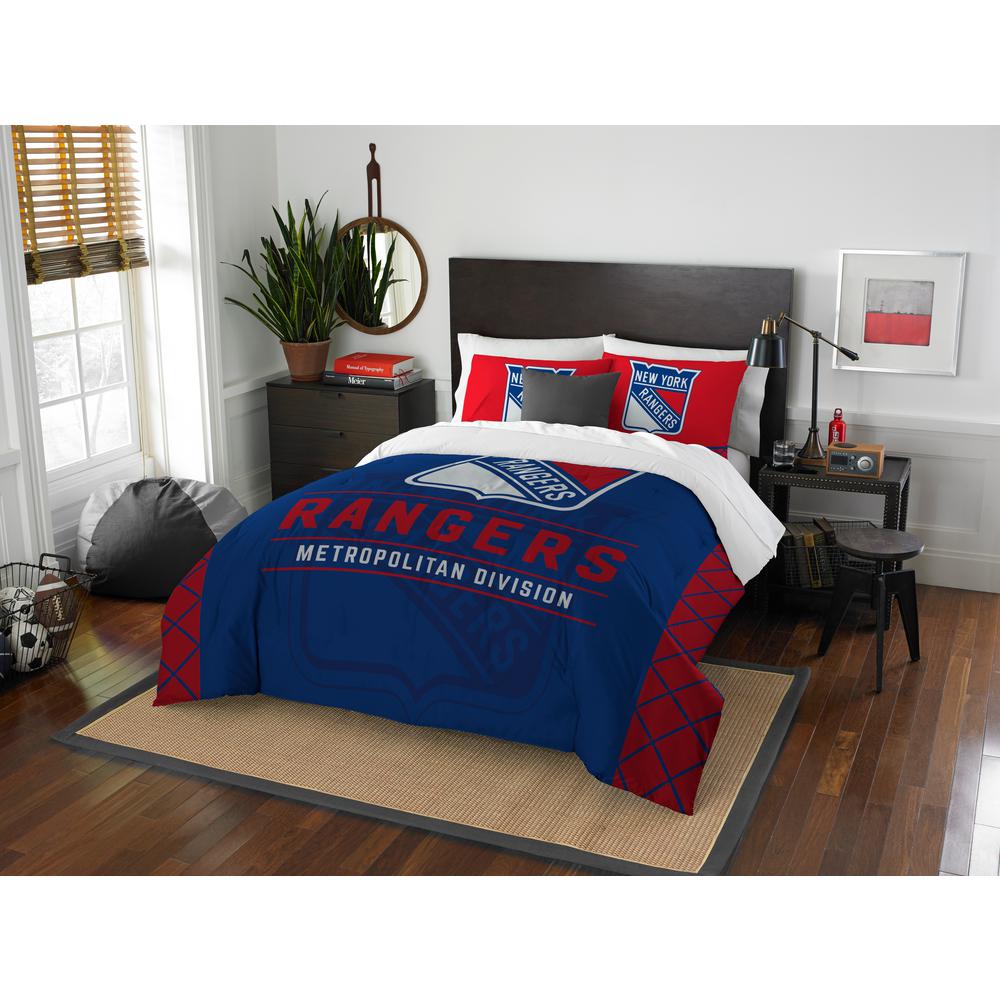 Ny Rangers Bedding Designs Nhl Ny Rangers Draft 3 Piece Multi Color Polyester Full Queen