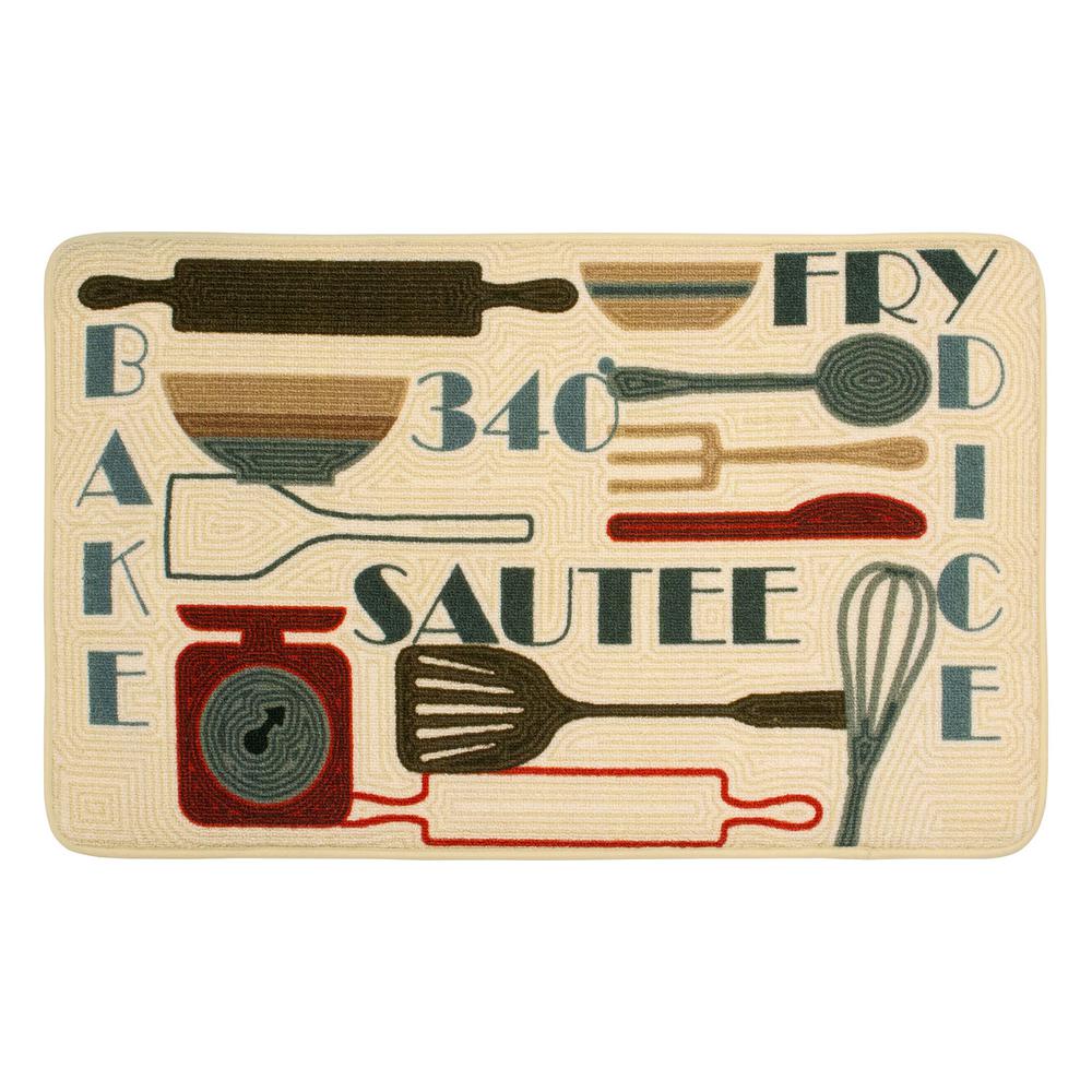 Chef Gear Retro Utensils 20 In X 32 Hd Printed Kitchen Rug