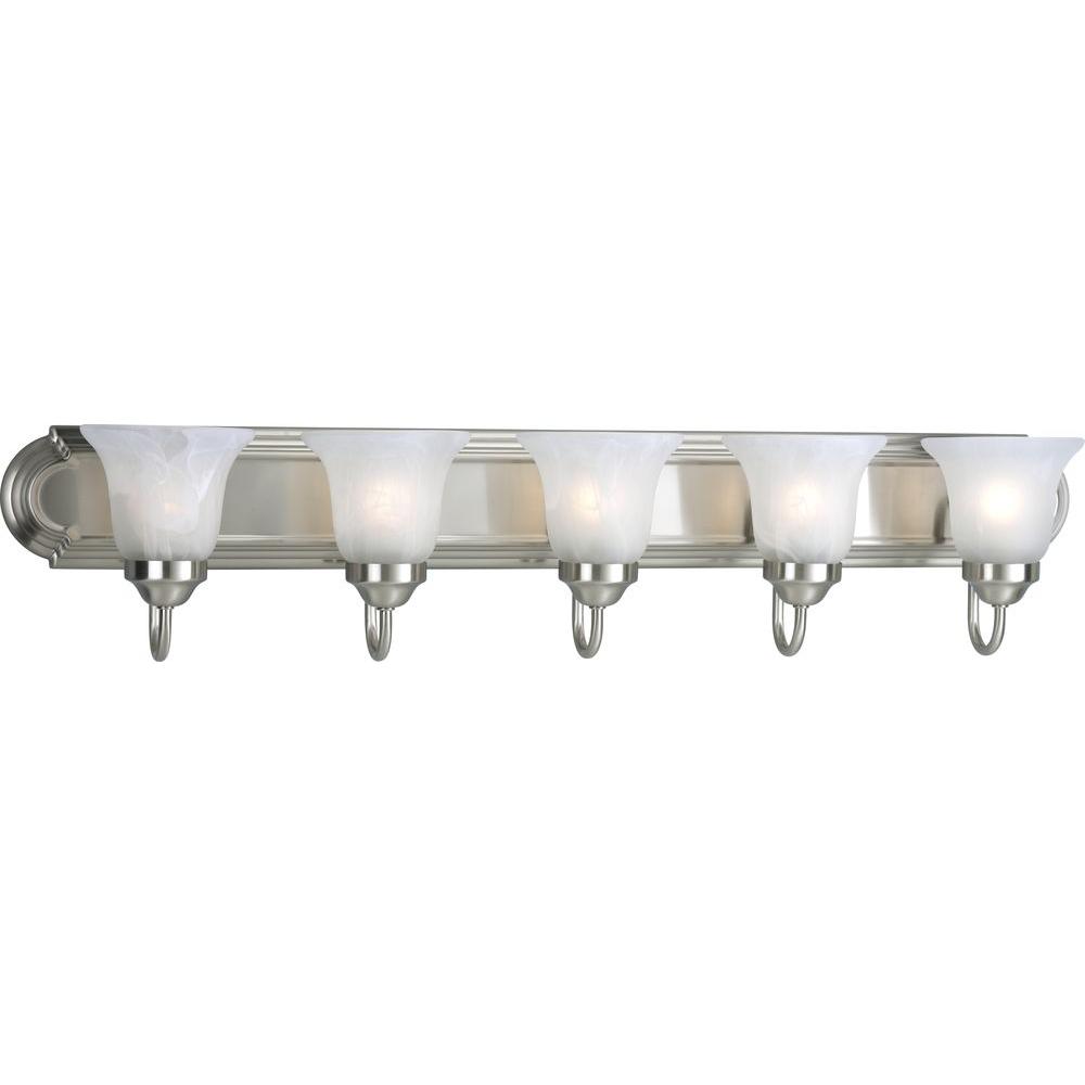 Progress Lighting 5 Light Brushed Nickel Bathroom Vanity Light With Glass Shades P3055 09 The Home Depot